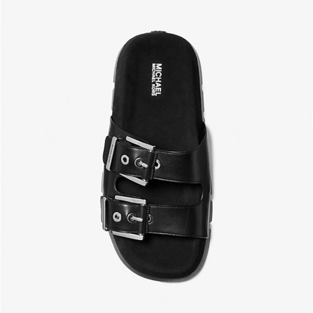 MICHAEL MICHAEL KORS Women's Colby Suede and Leather Flat Sandal Size 7.5M Black
